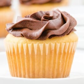 a Boston Cream Cupcake on a plate