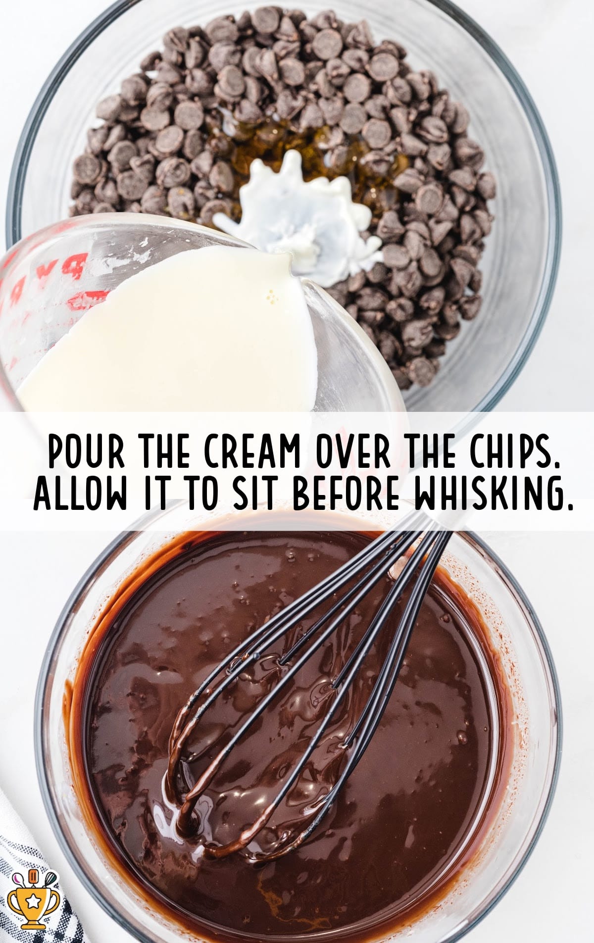 pouring the cream over the chips