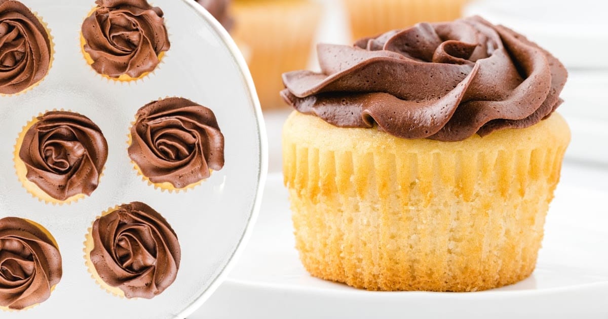 a Boston Cream Cupcake on a plate