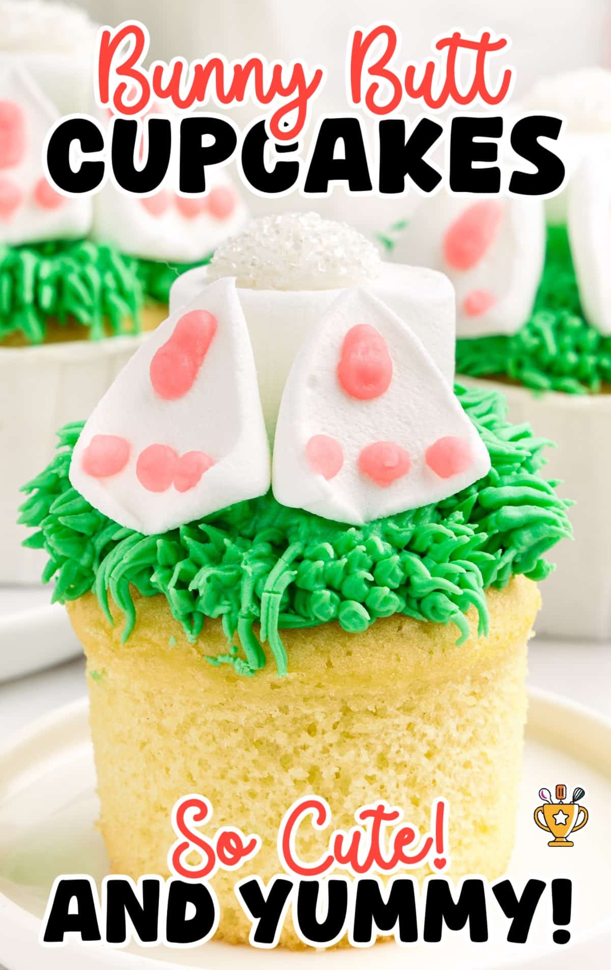a Bunny Butt Cupcake on a plate