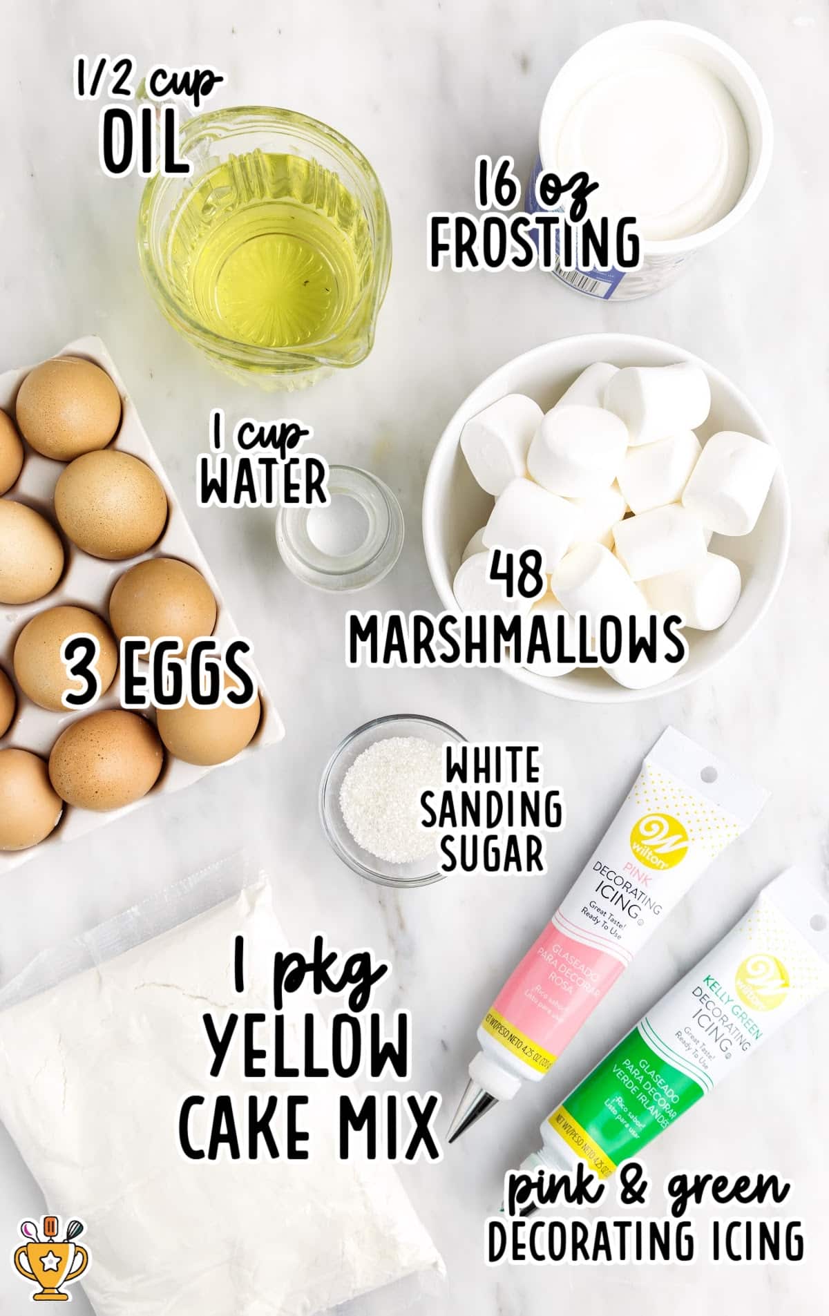 ingredients for making Bunny Butt Cupcakes
