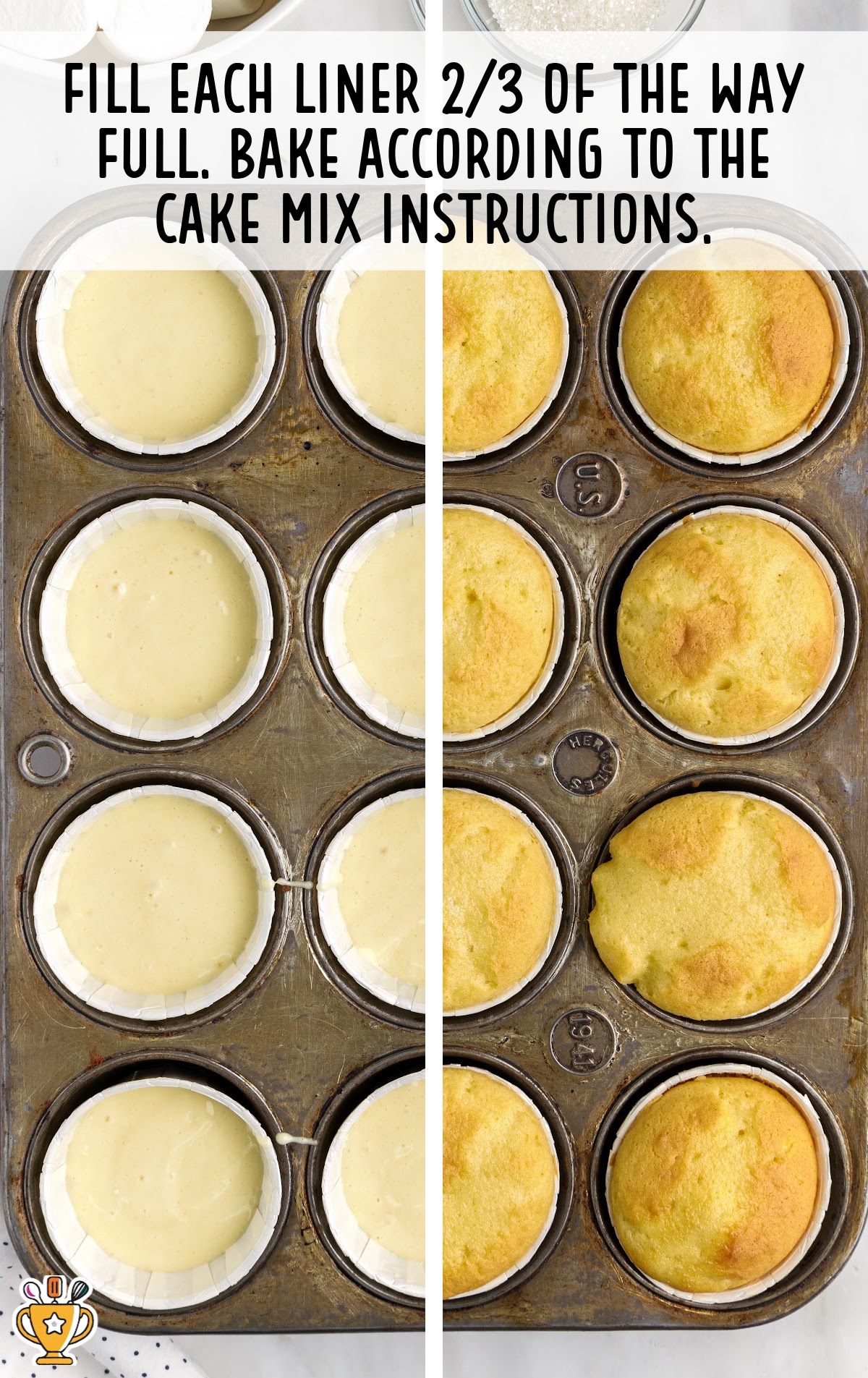 Bunny Butt Cupcakes in a baking pan