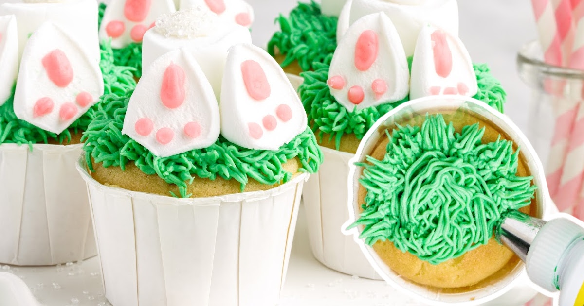 a bunch of Bunny Butt Cupcakes