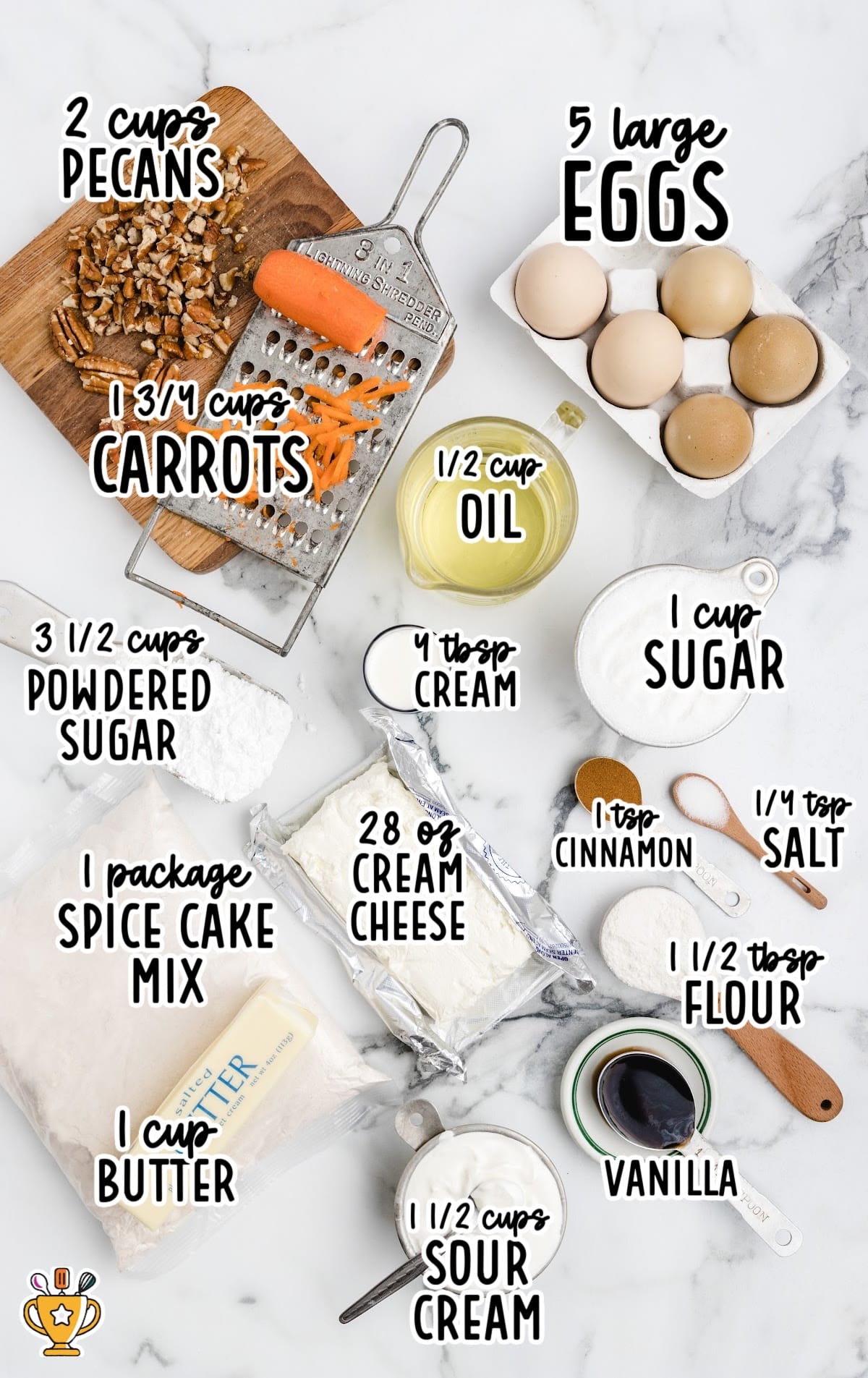 ingredients for making Carrot Cake Cheesecake