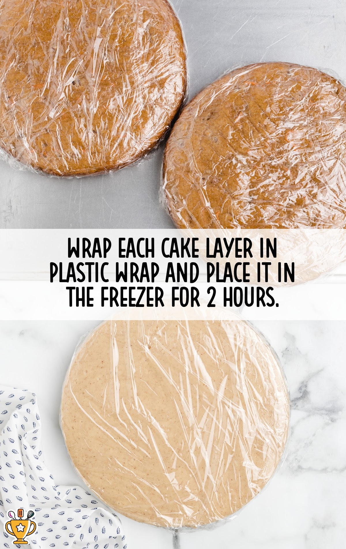 three cakes wrapped in plastic wraps