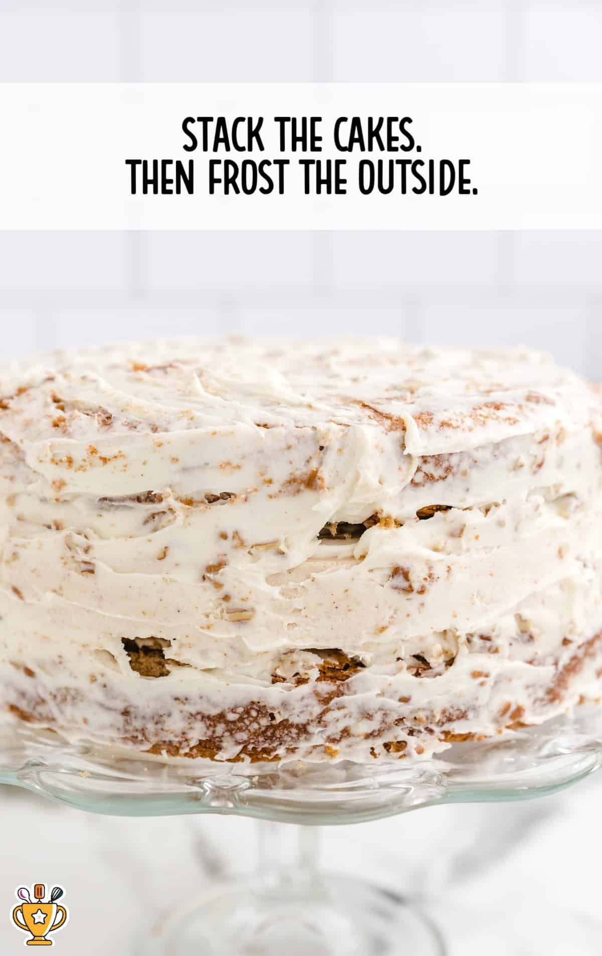 Carrot Cake Cheesecake on a cake stand