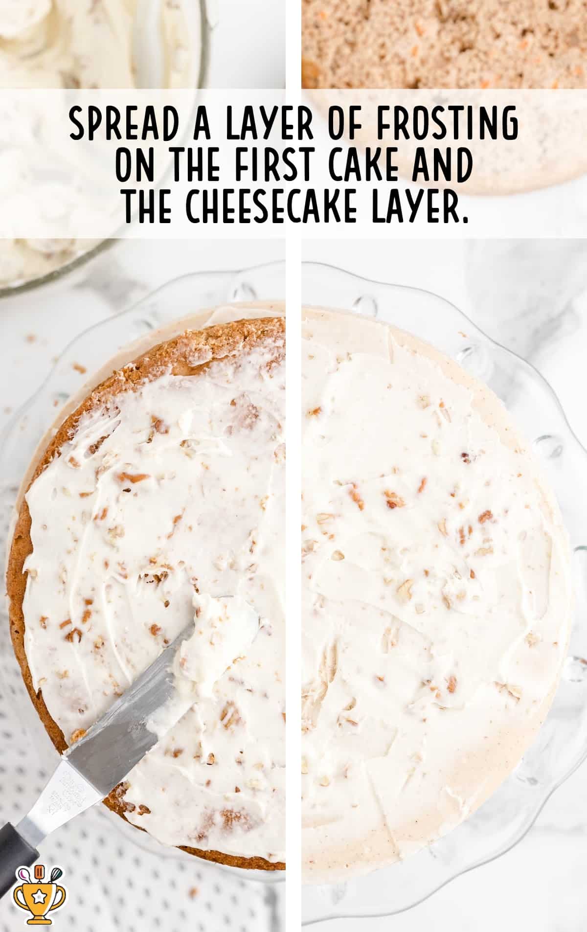 a layer of frosting on the cake