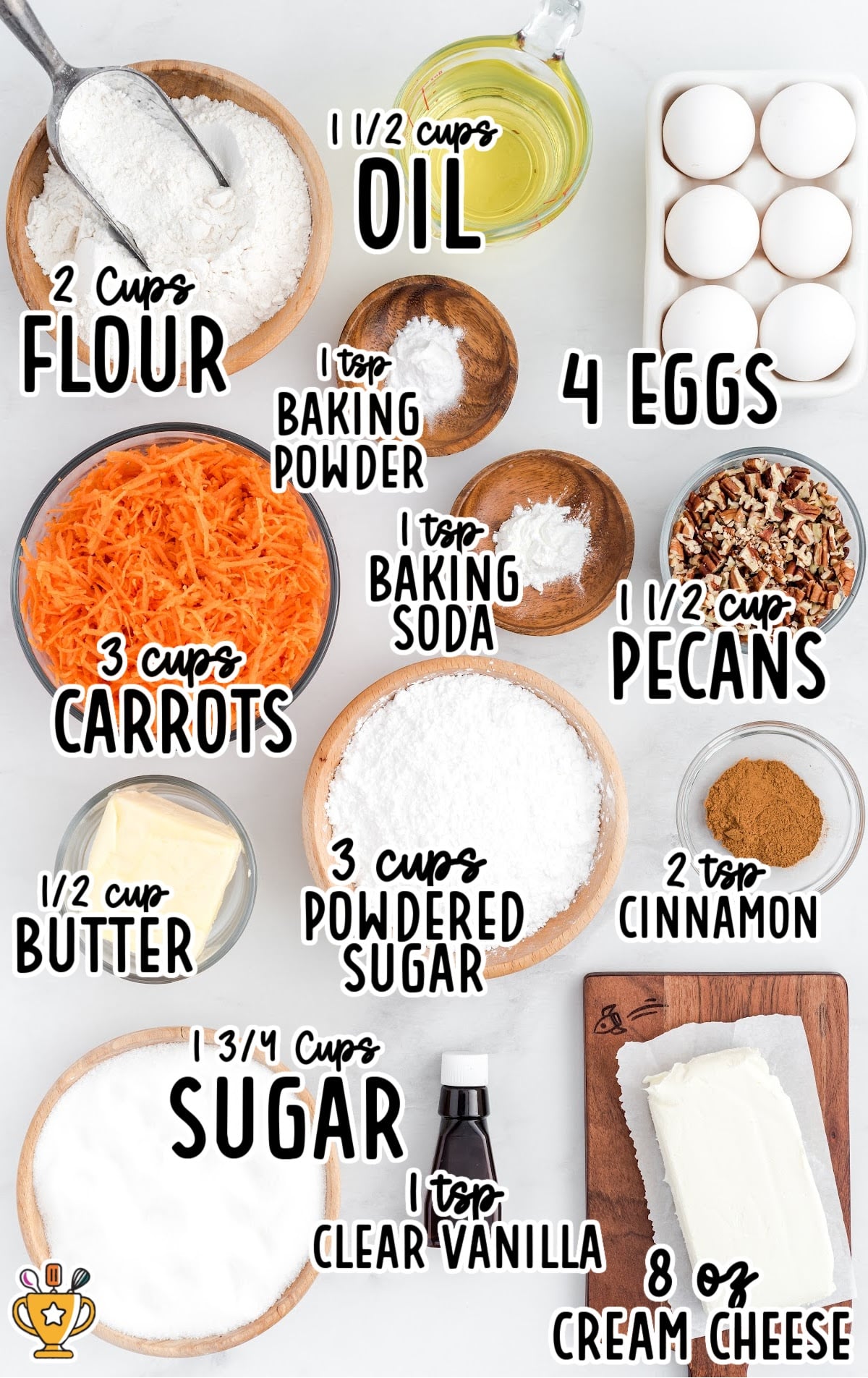 ingredients for making Carrot Cake Recipe