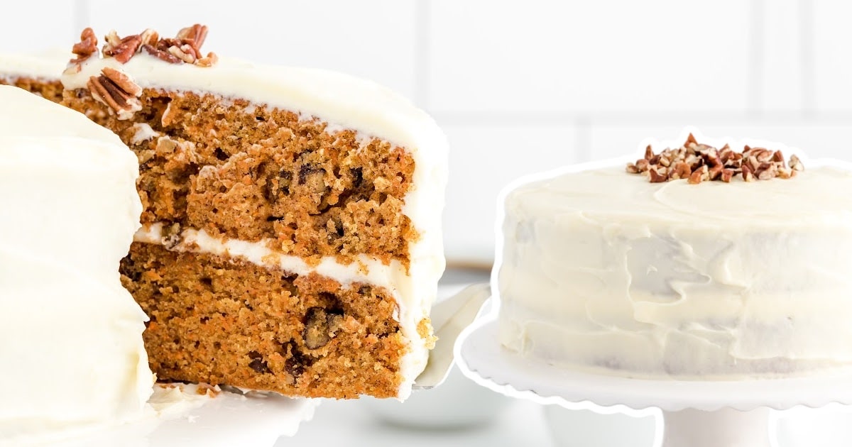 Carrot Cake on a cake stand