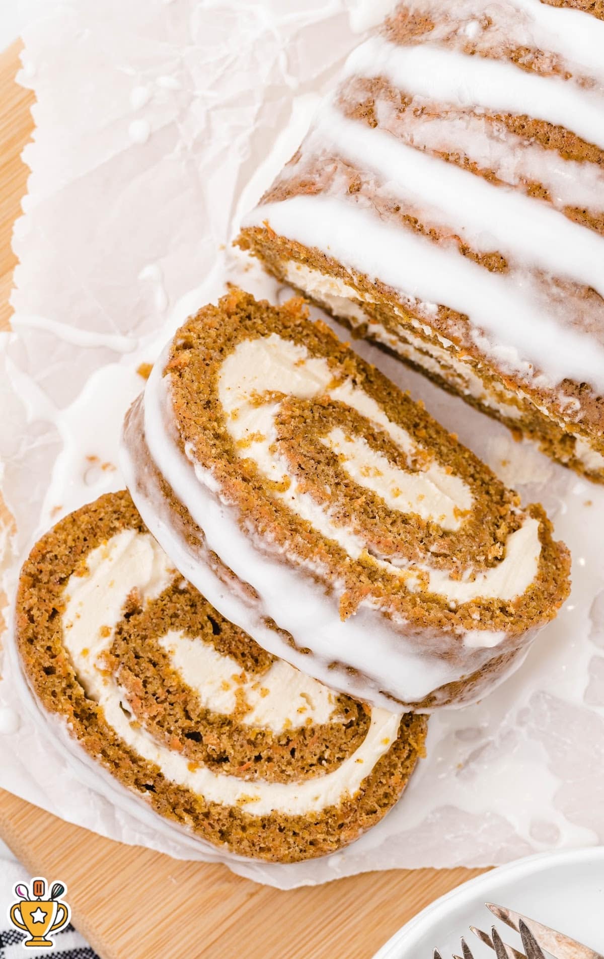 Carrot Cake Roll cut into pieces