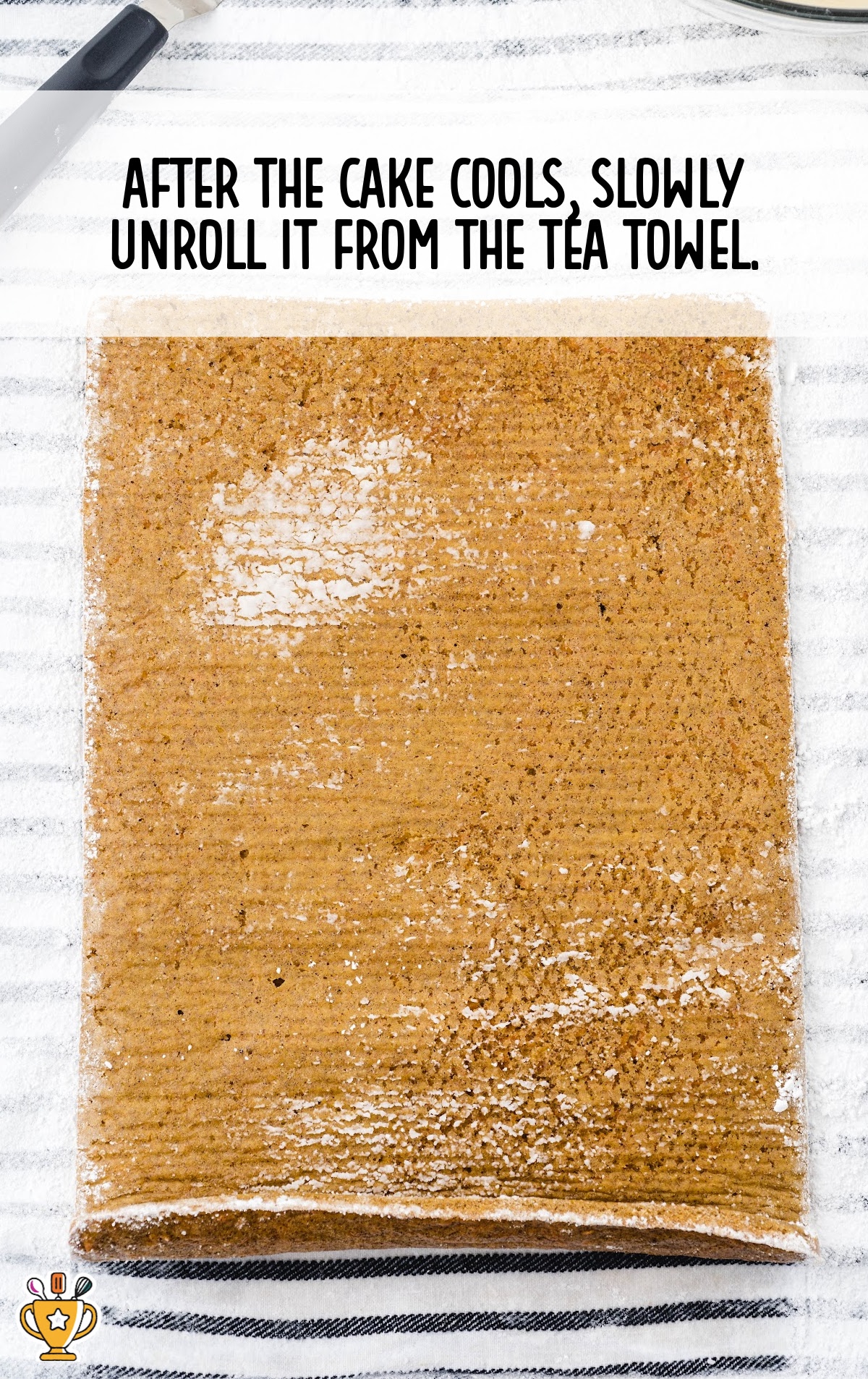cake unrolled from the tea towel