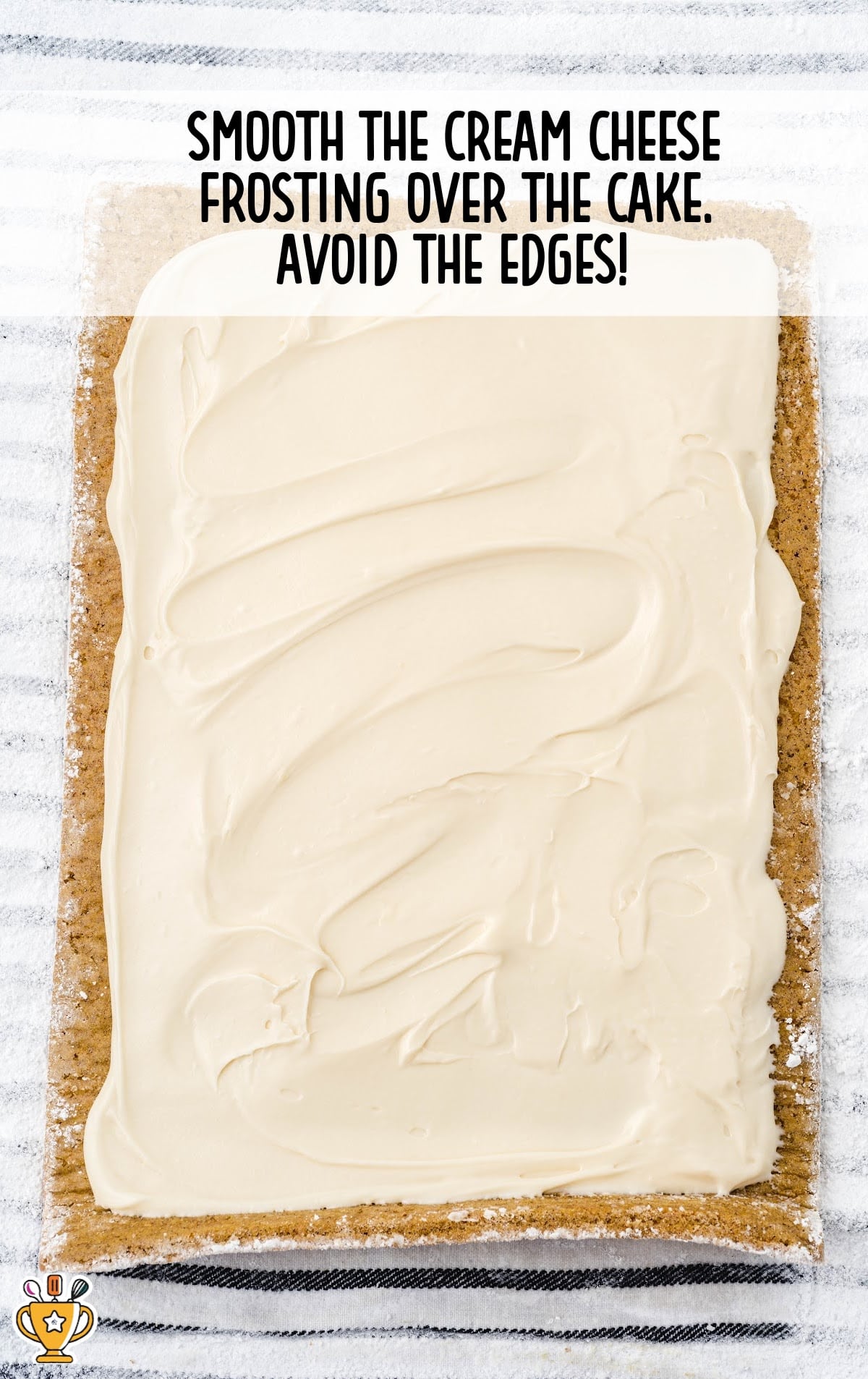 cream cheese frosting over the cake