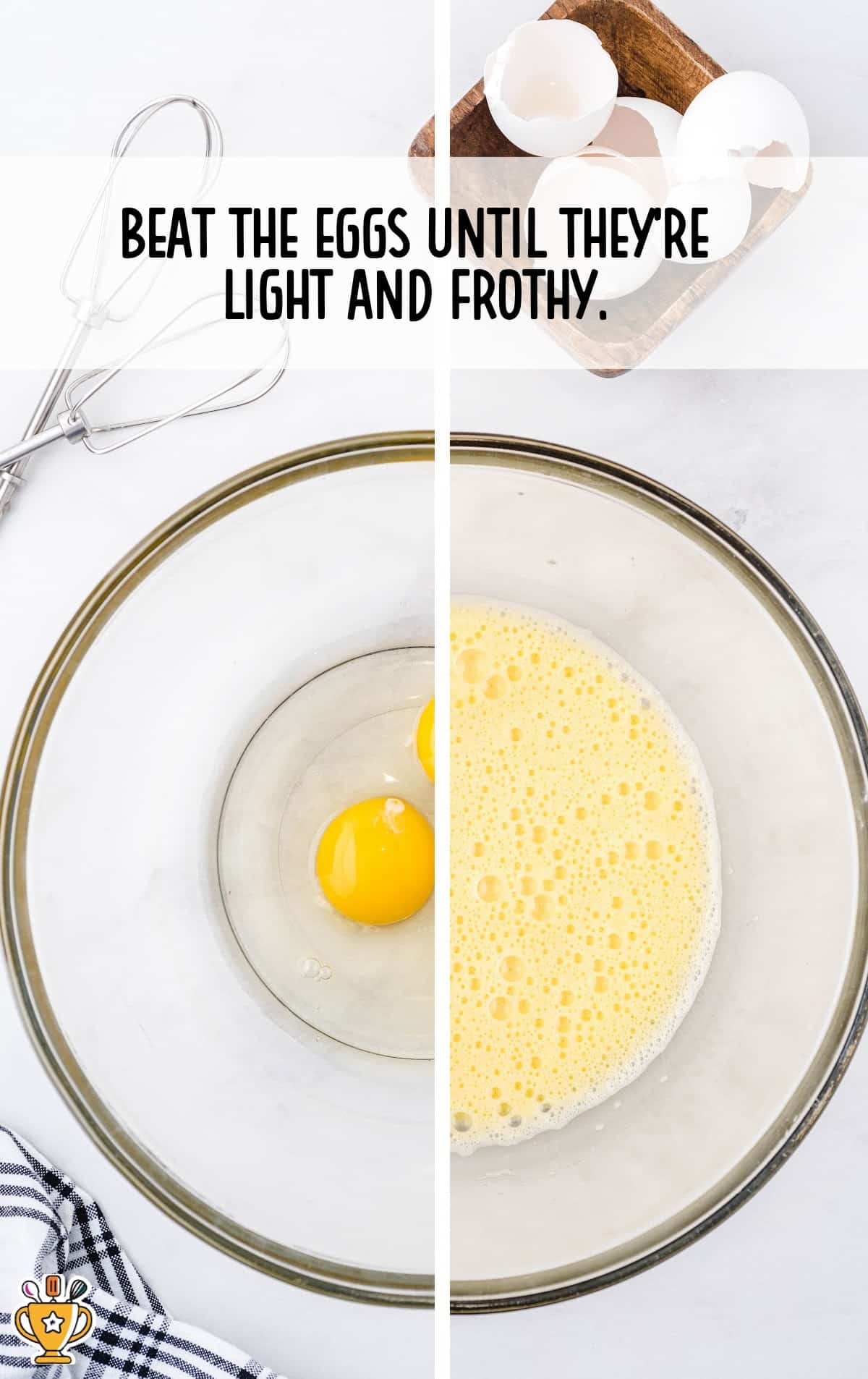 eggs beaten in a bowl
