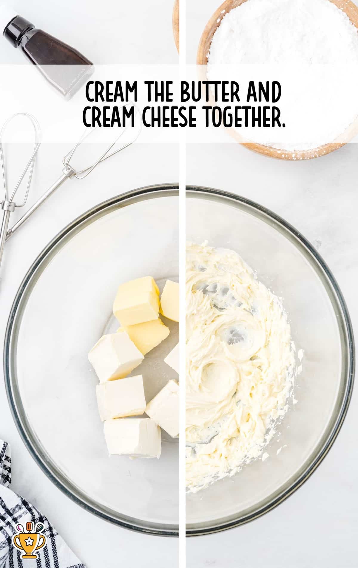 butter and cream cheese in a bowl