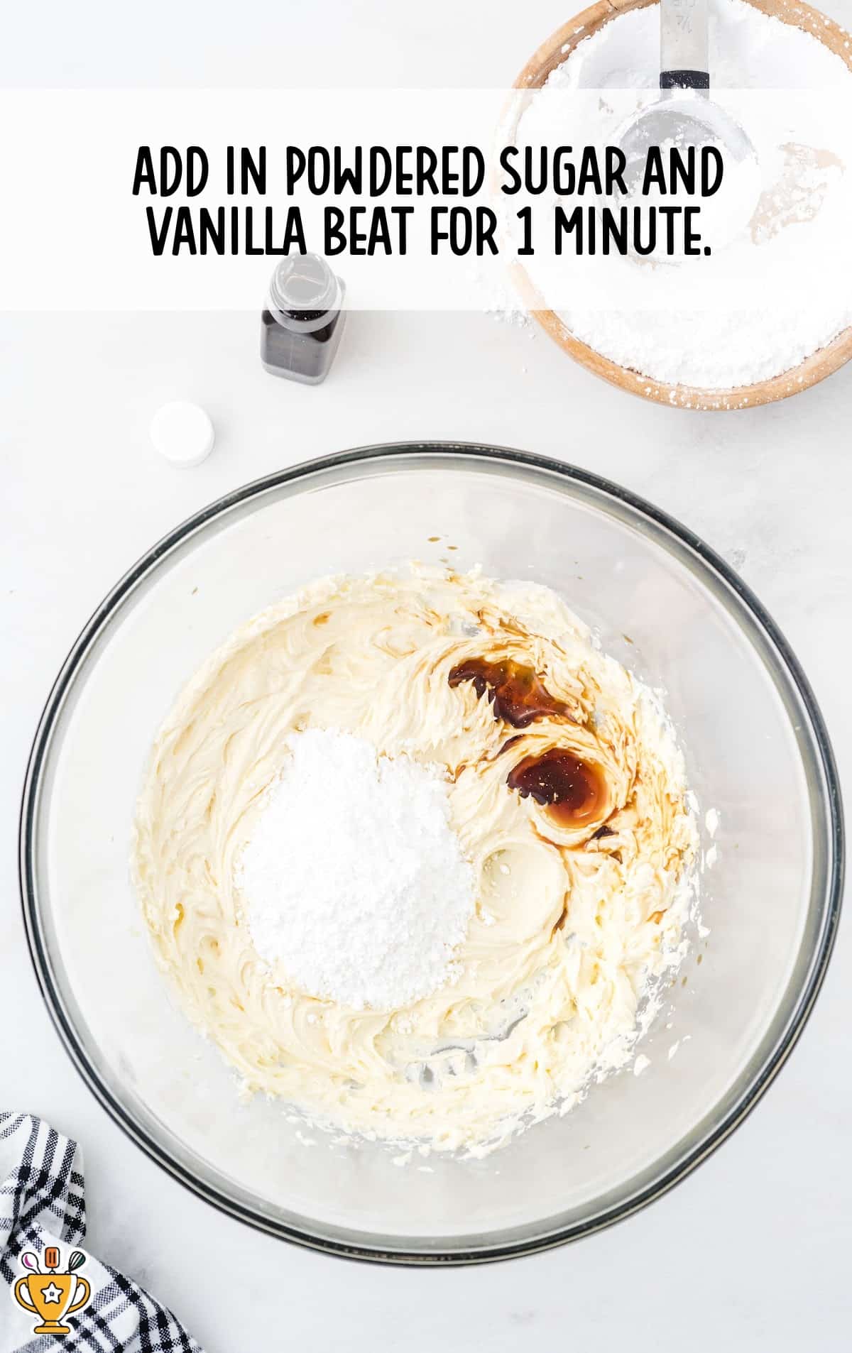 powdered sugar and vanilla in a bowl