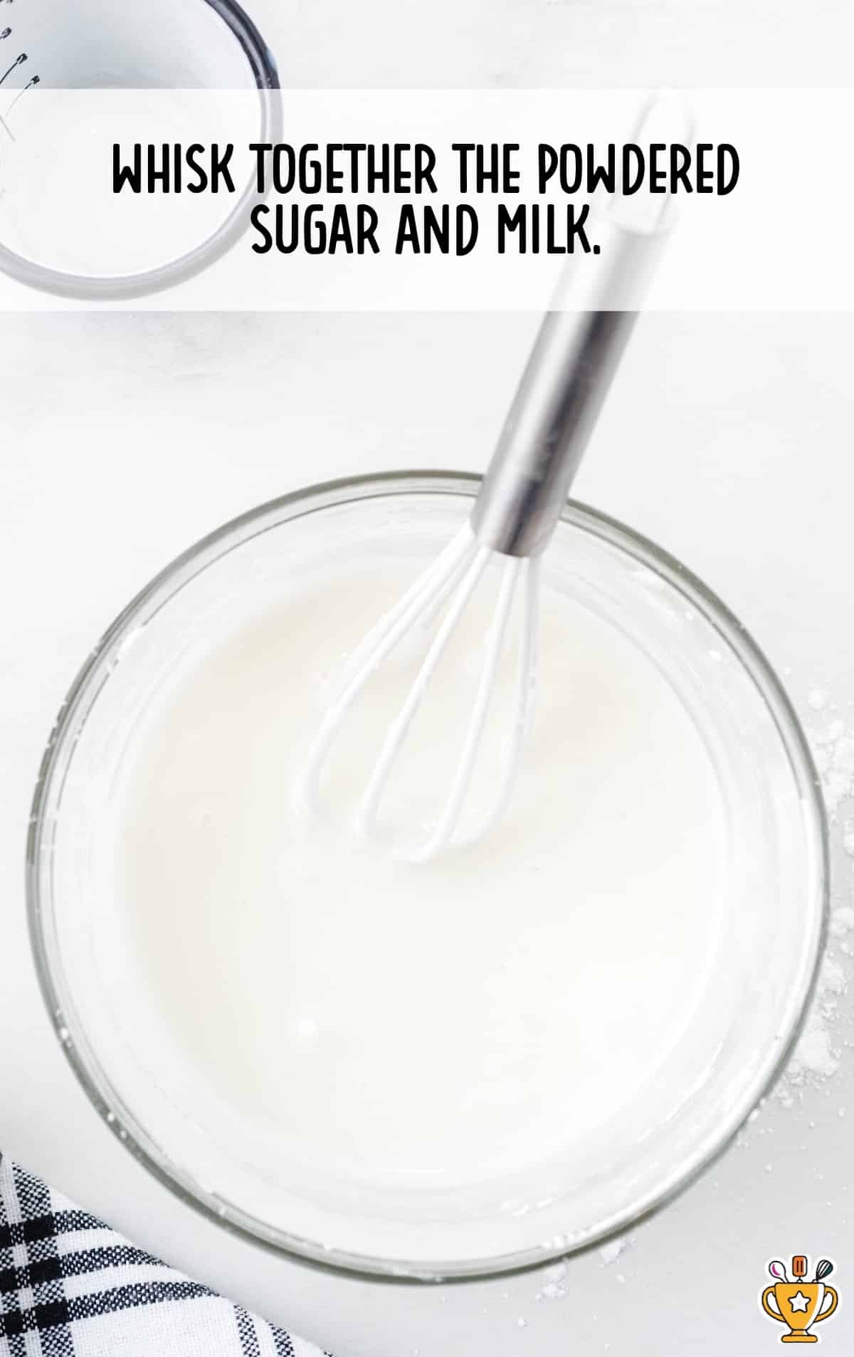 powdered sugar and milk in a bowl