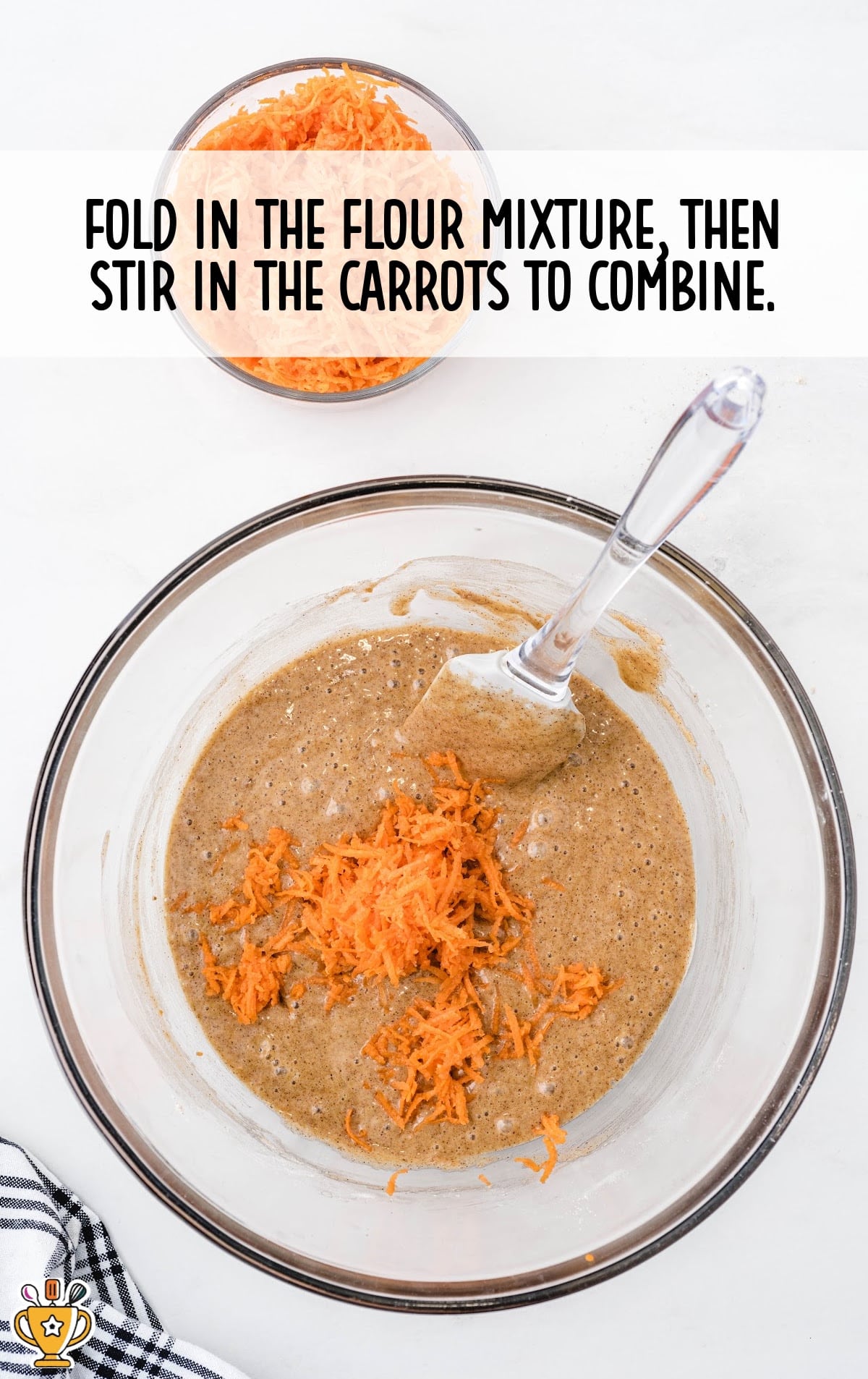 flour mixture and carrots combined in a bowl