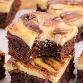 a stack of Cheesecake Brownies