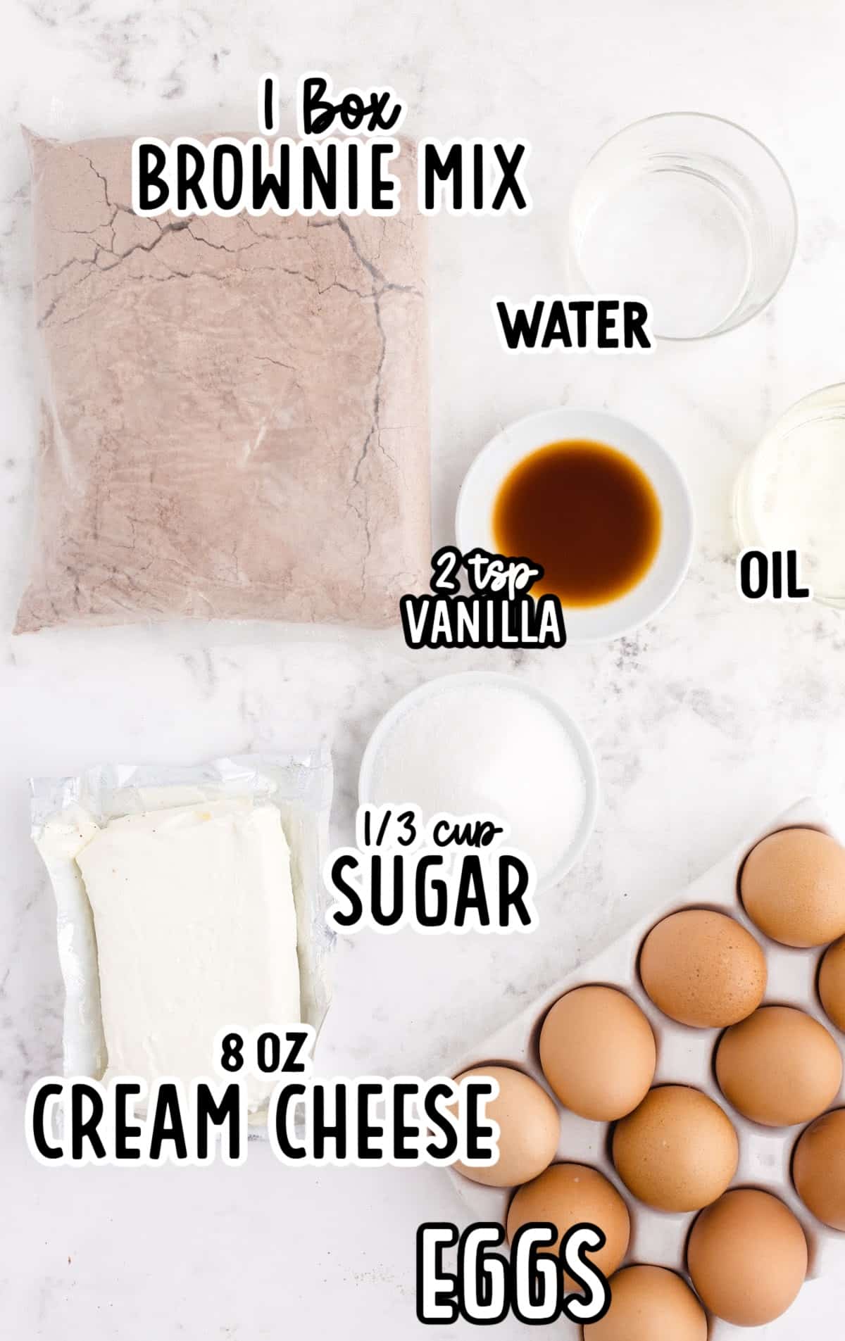 ingredients for making Cheesecake Brownies