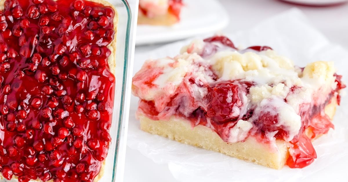 a piece of Cherry Pie Bars