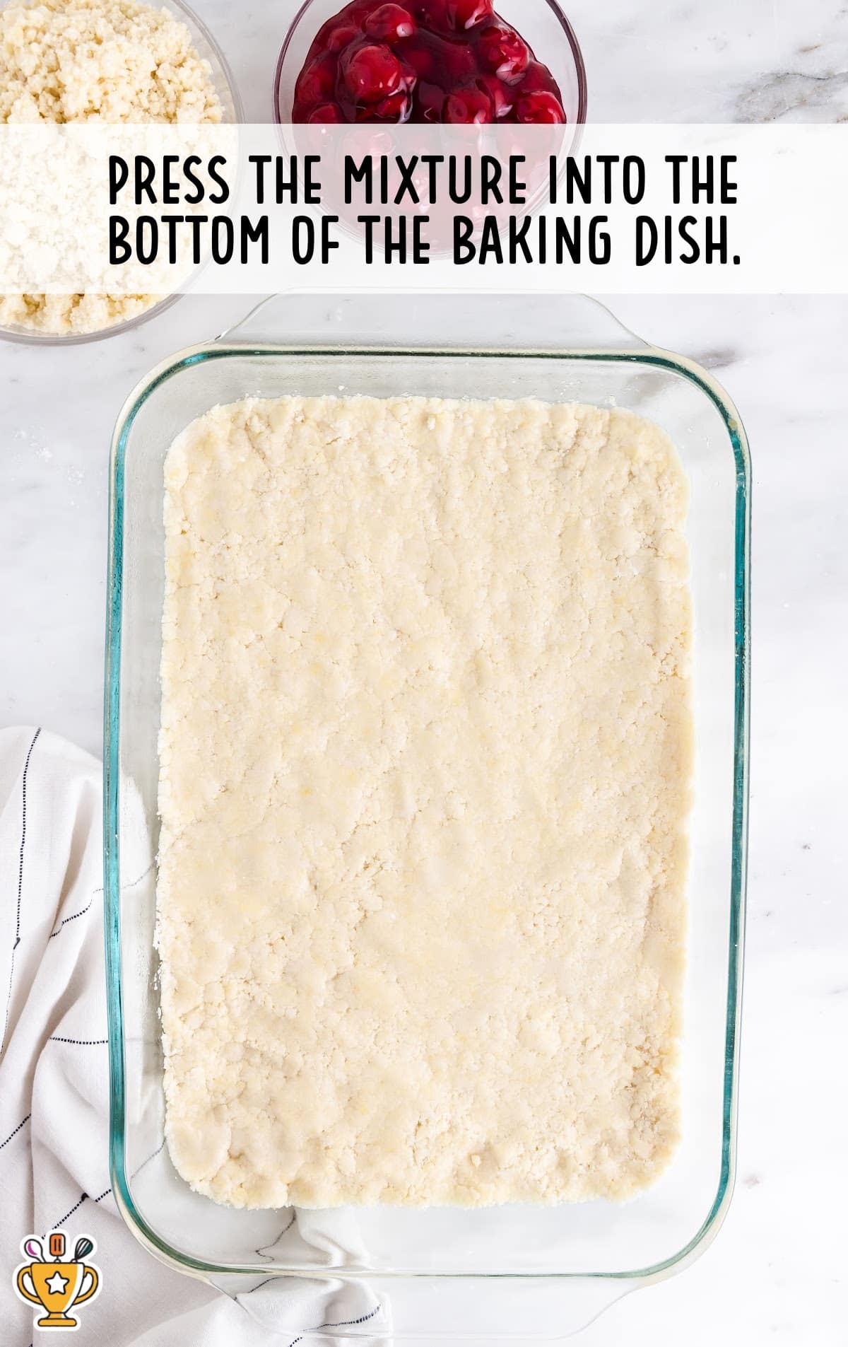 mixture pressed into the bottom of the baking dish