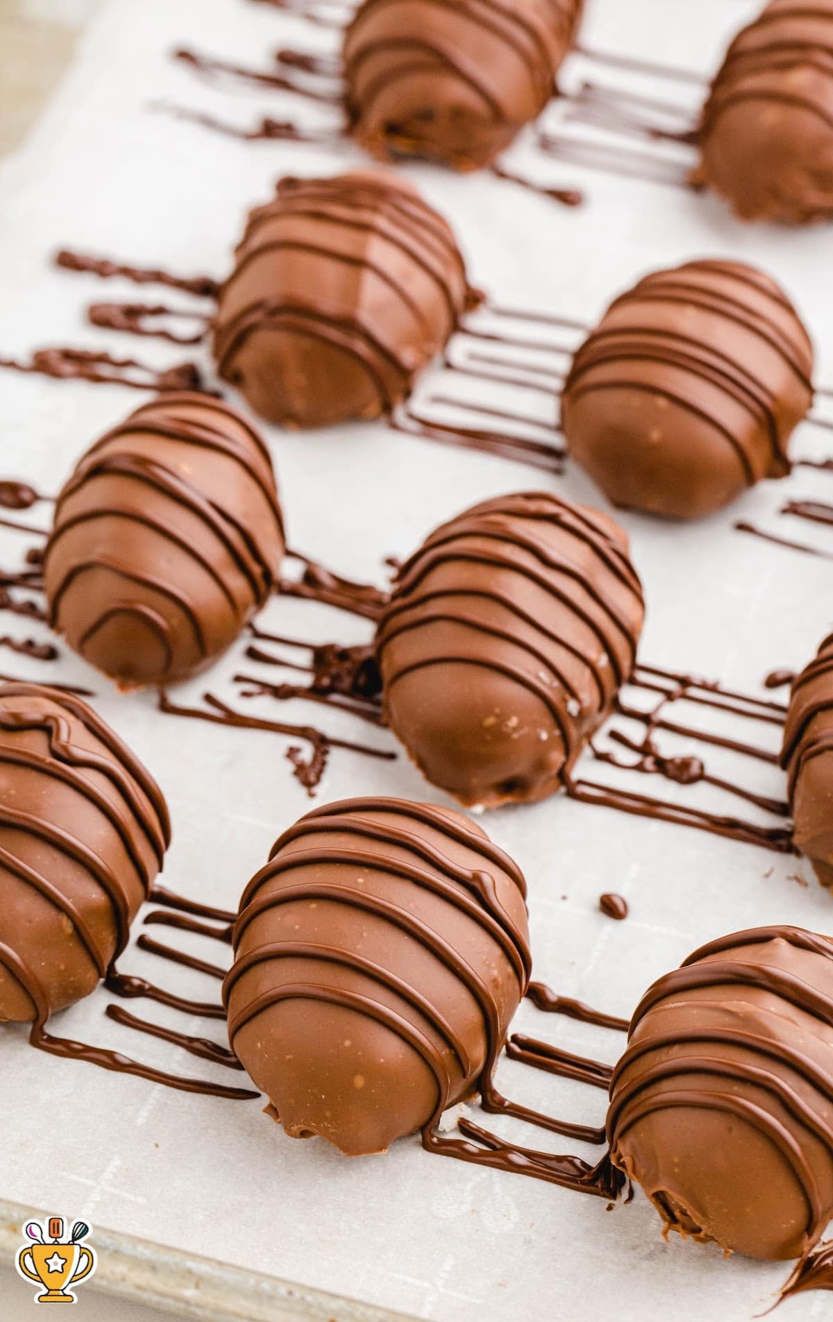 Coconut Cream Easter Eggs on a baking pan