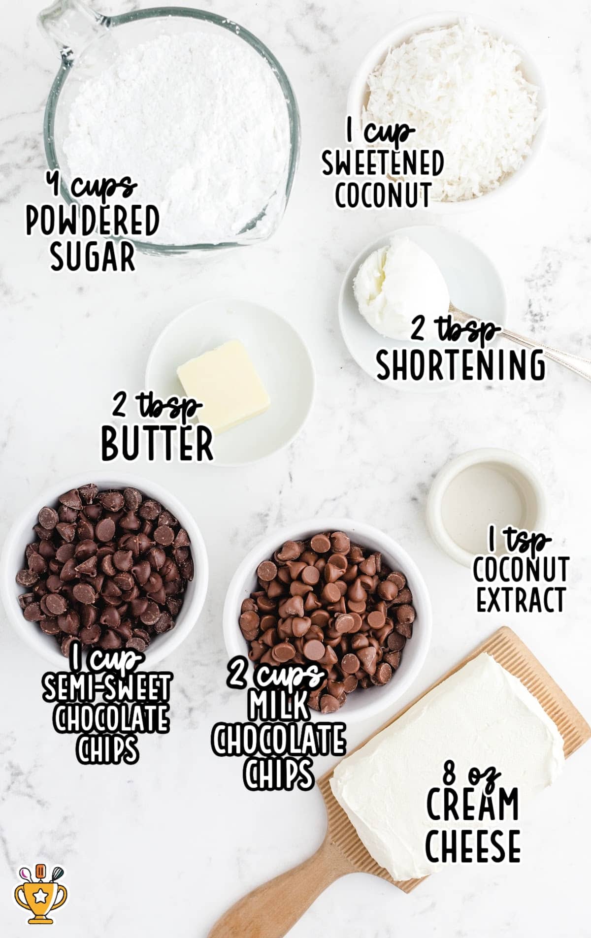 ingredients for making Coconut Cream Easter Eggs