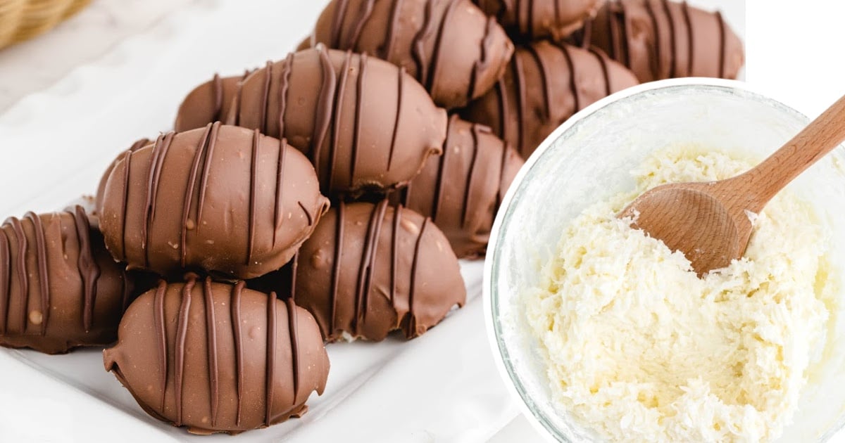 Coconut Cream Easter Eggs on a white plate