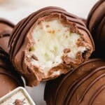a Coconut Cream Easter Egg with a bite on it