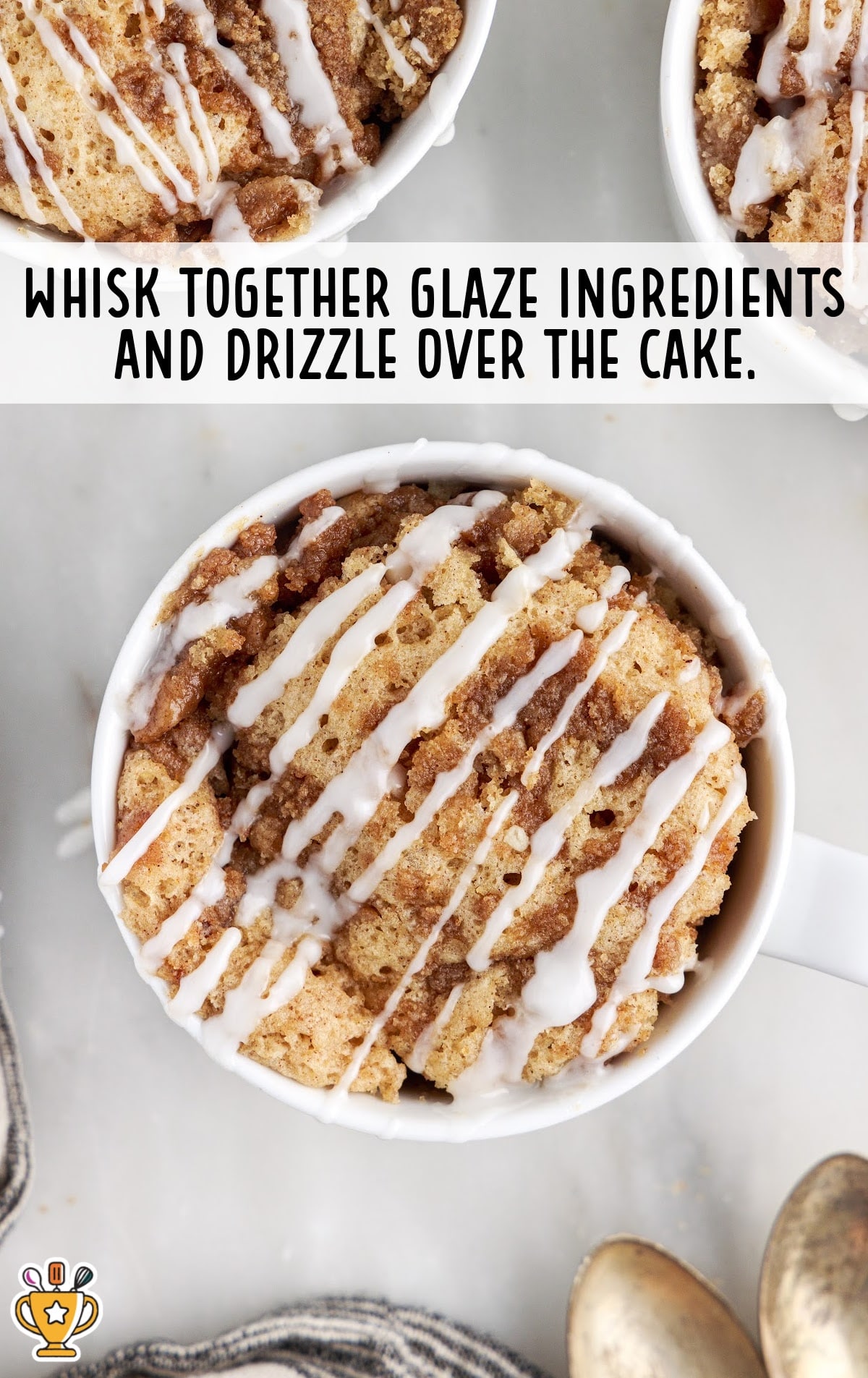 drizzling glaze over the cake