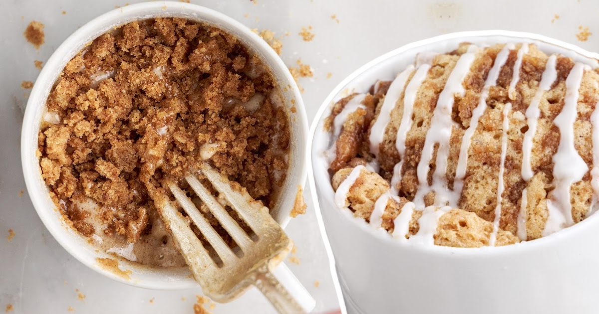 Coffee Cake in a Mug with a fork in it