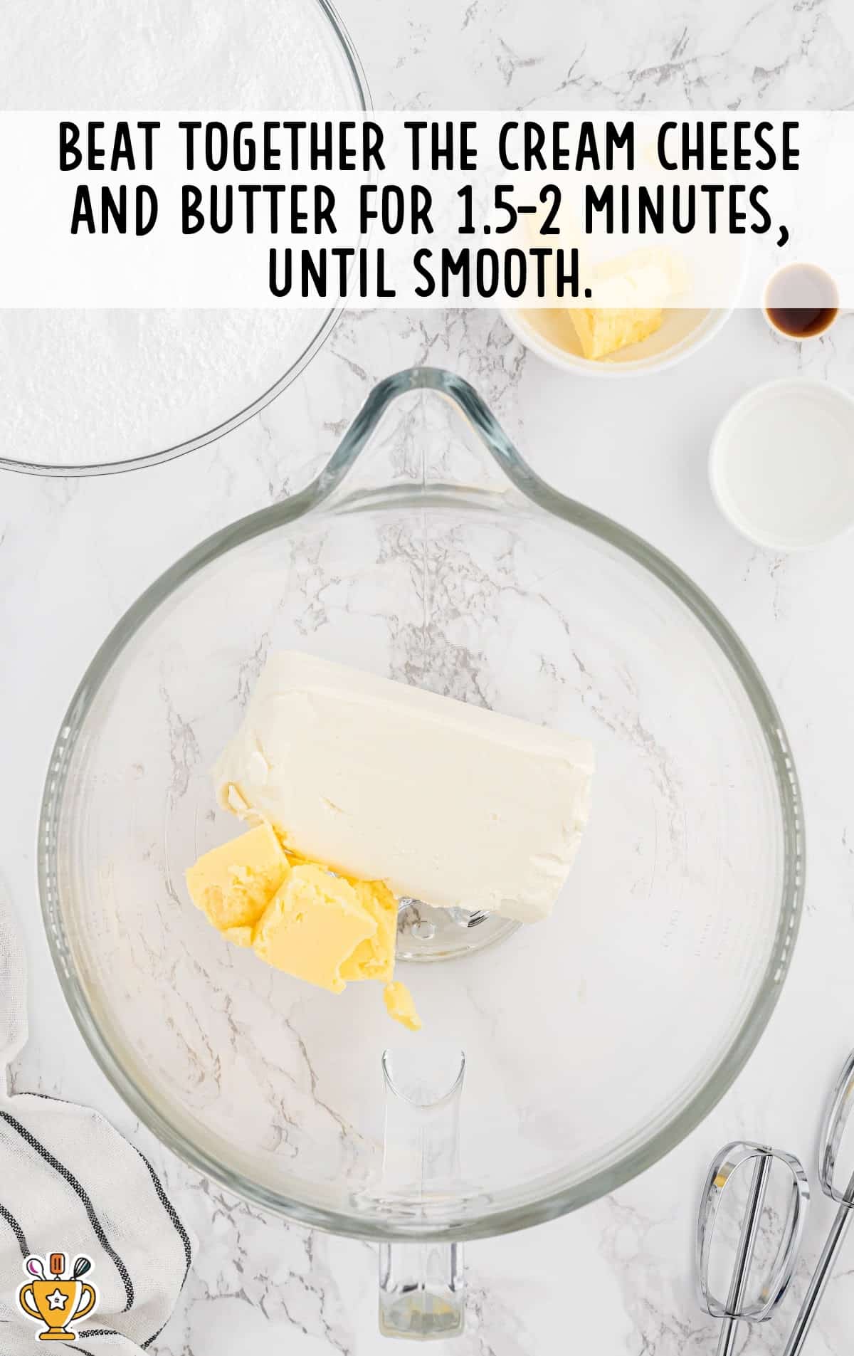 cream cheese and butter in a bowl