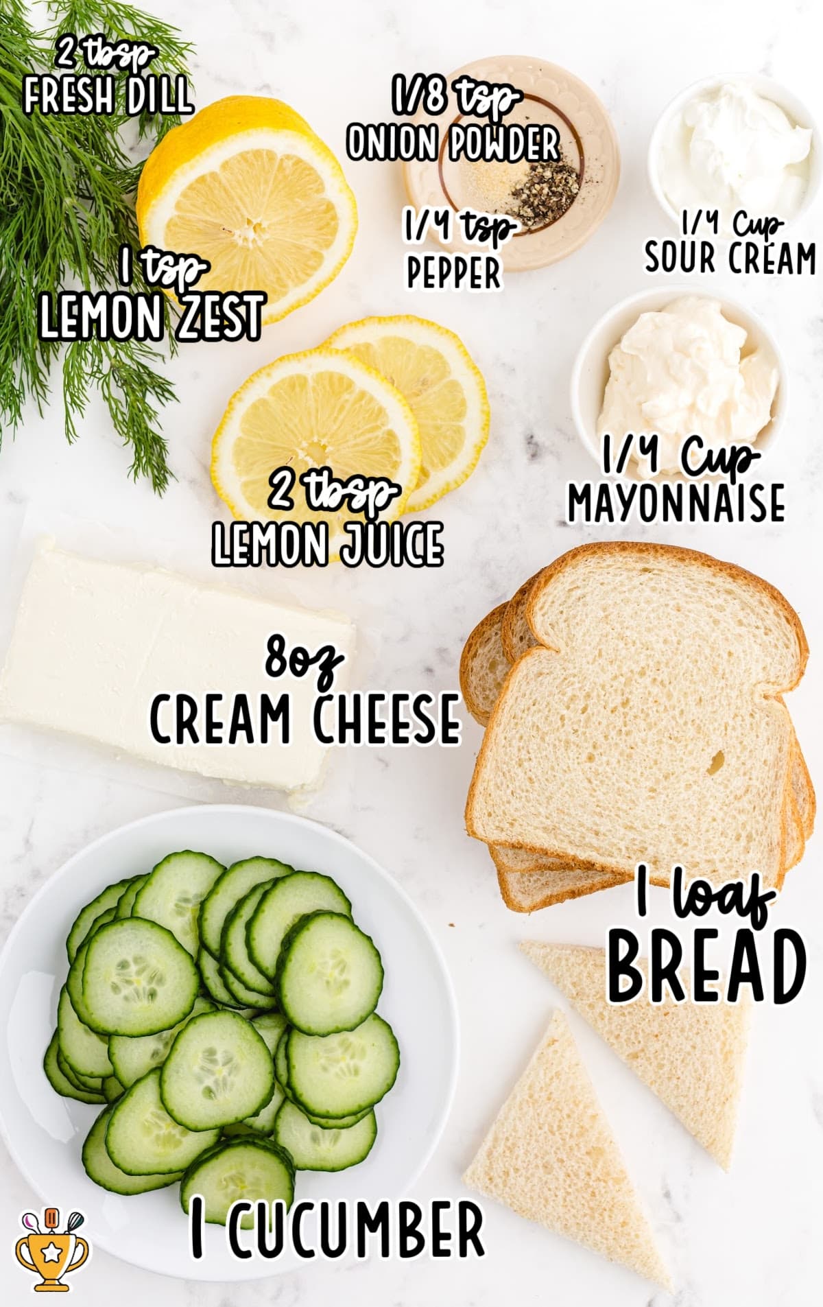 ingredients for making Cucumber Sandwiches
