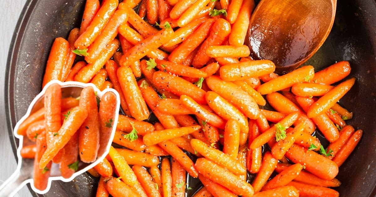 Glazed Carrots in a frying pan