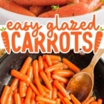 Glazed Carrots in a bowl and in a frying pan