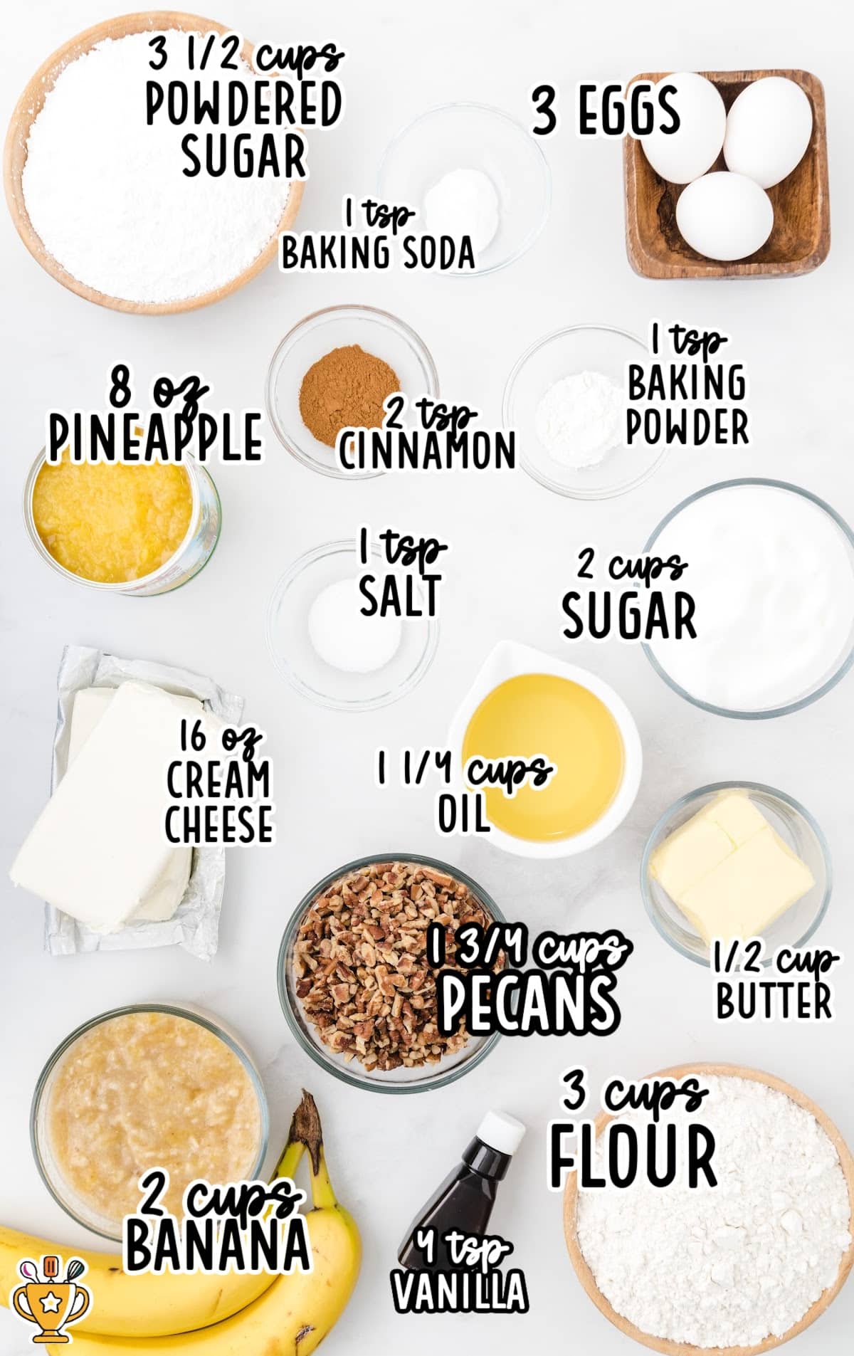 ingredients for making Hummingbird Cake