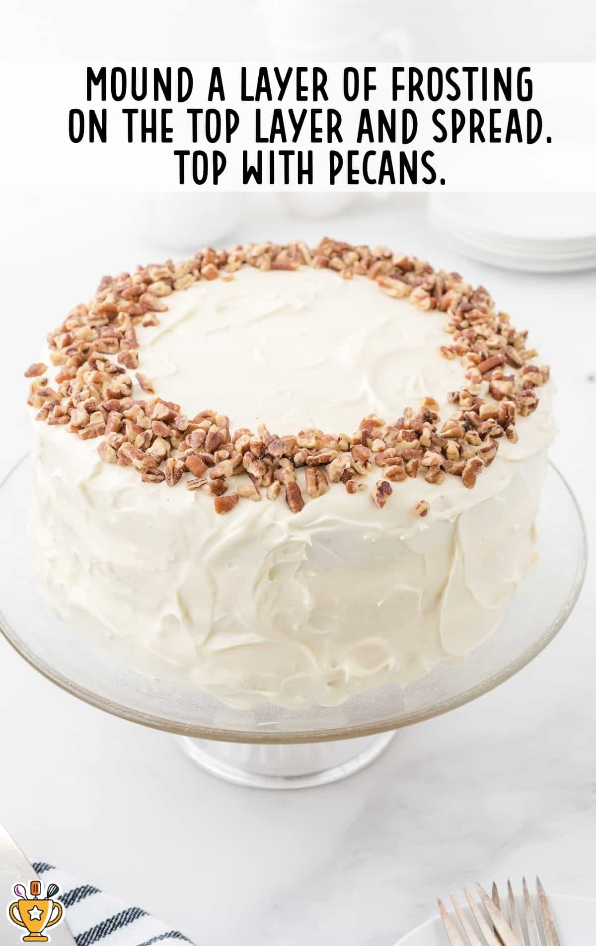 Hummingbird Cake on a cake stand