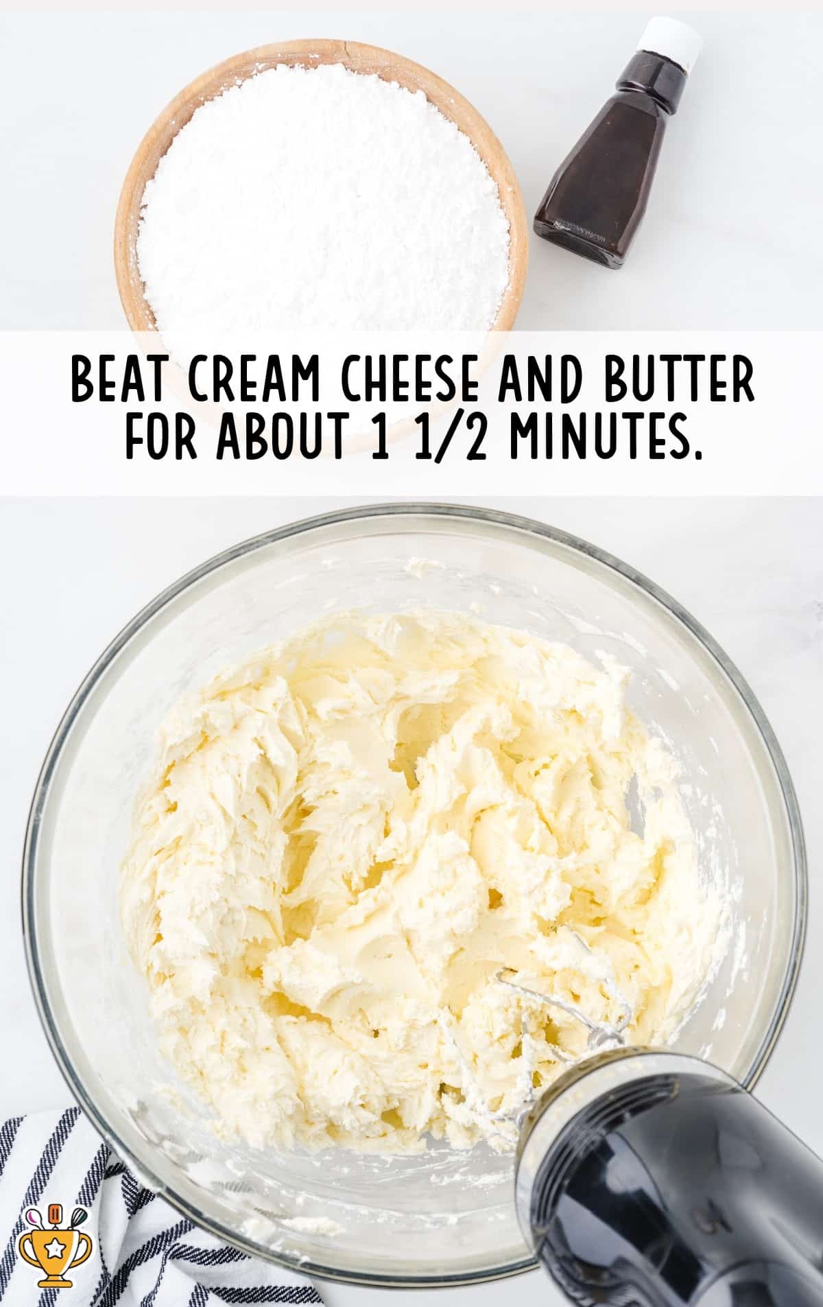 cream cheese and butter added in a bowl