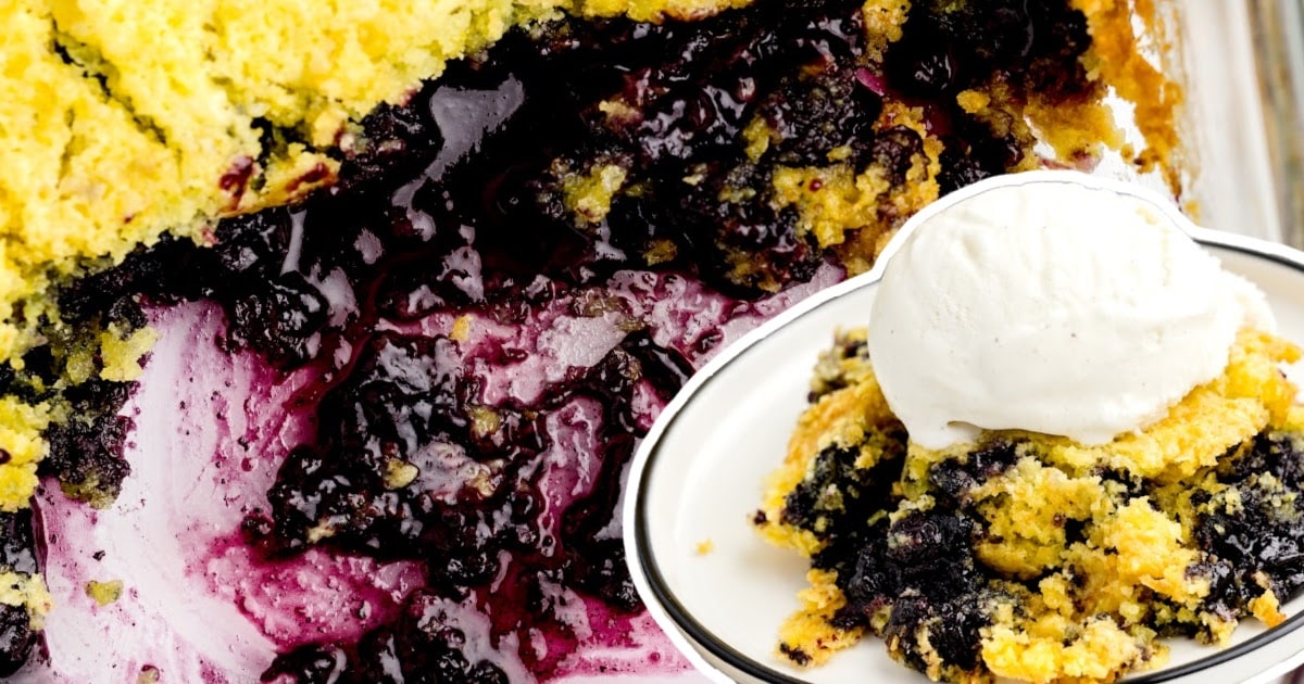 Lemon Blueberry Cobbler served on a plate