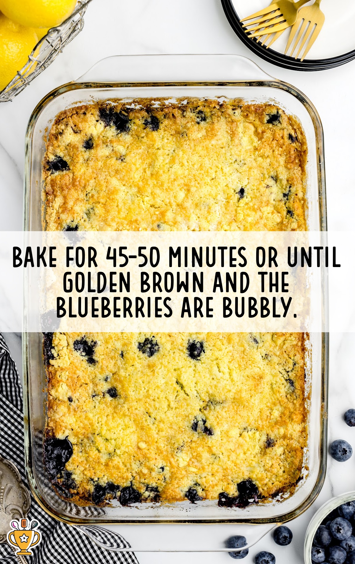 baked Lemon Blueberry Cobbler in a baking dish