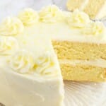 a Lemon Cake with a piece missing