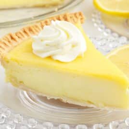 a piece of Lemon Custard Pie on a plate