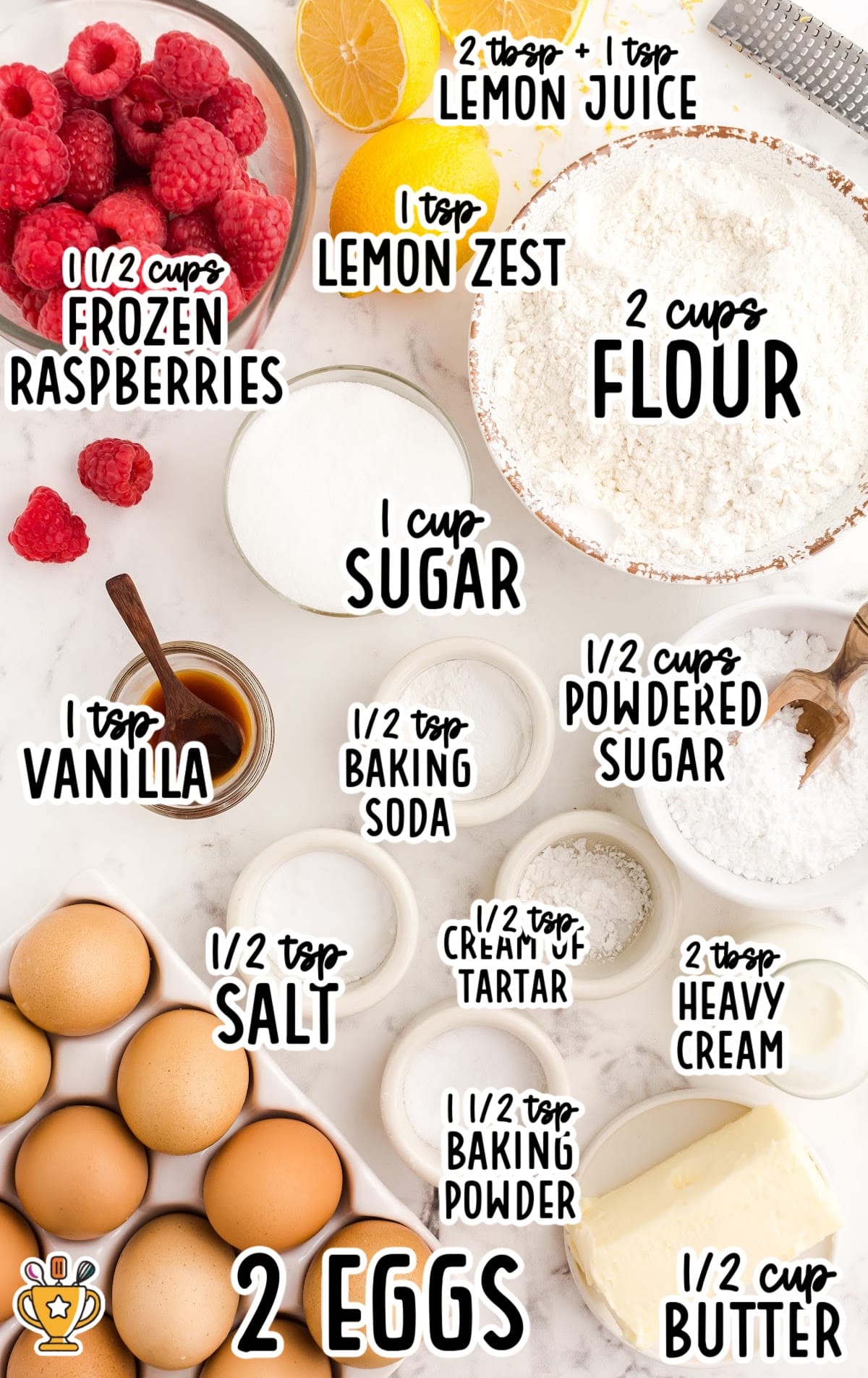 ingredients for making Lemon Raspberry Cookies