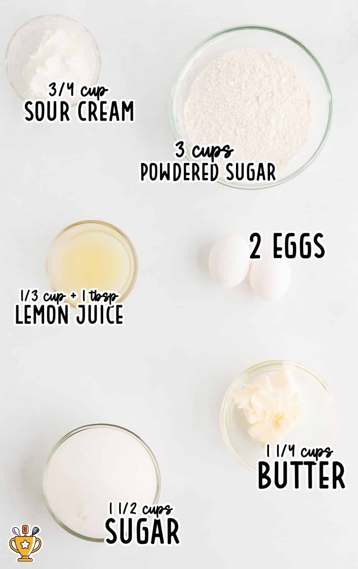 ingredients for making Lemon Sour Cream Cake