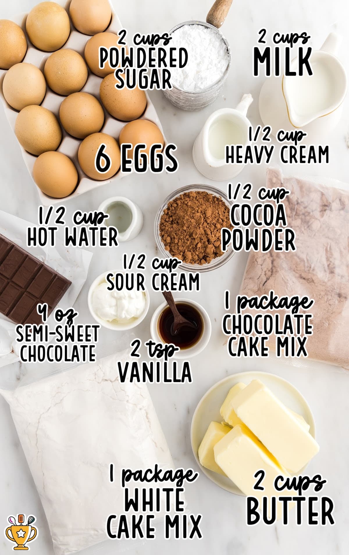 ingredients for making Marble Cake