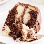 a slice of Marble Cake on a plate