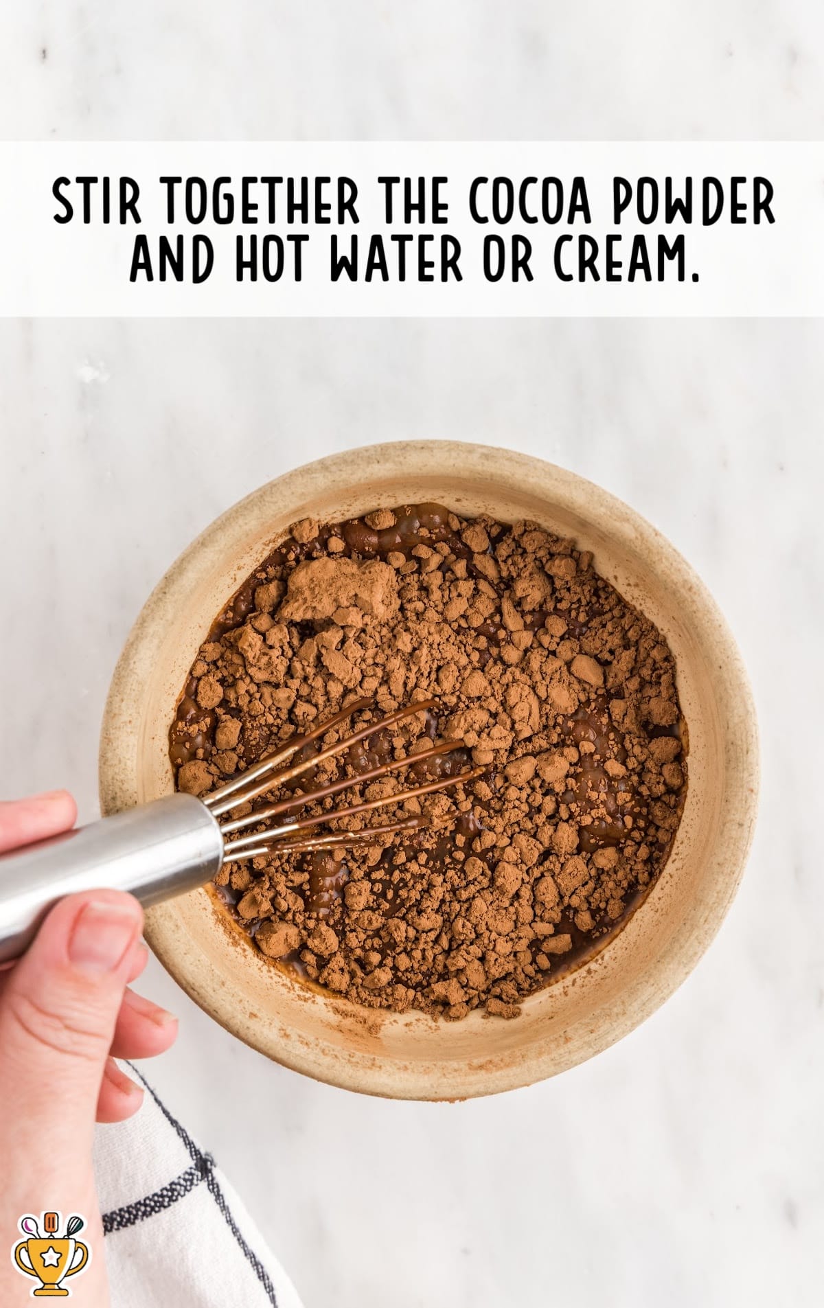 cocoa powder and hot water stirred together
