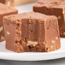 Marshmallow Fluff Fudge pieces on a plate
