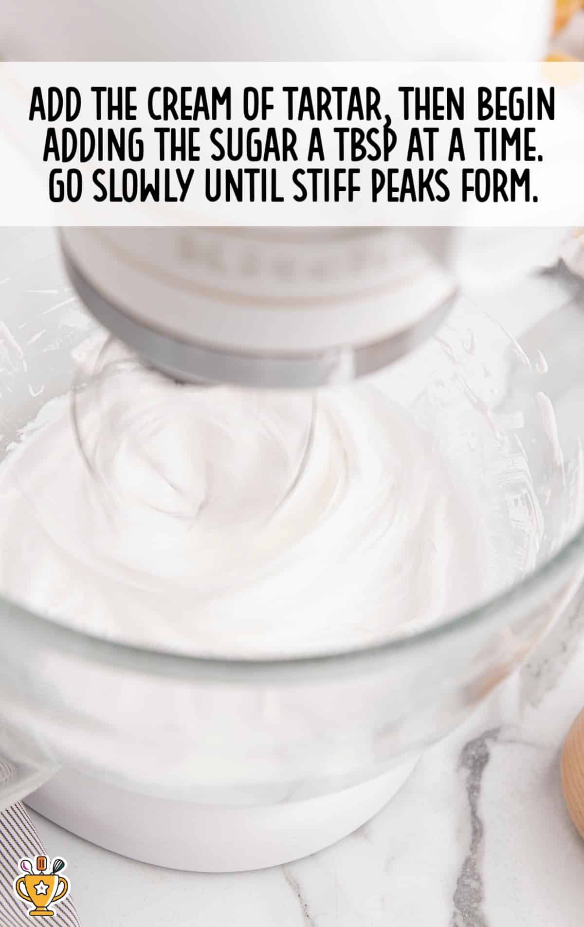 cream of tartar and sugar added in a bowl