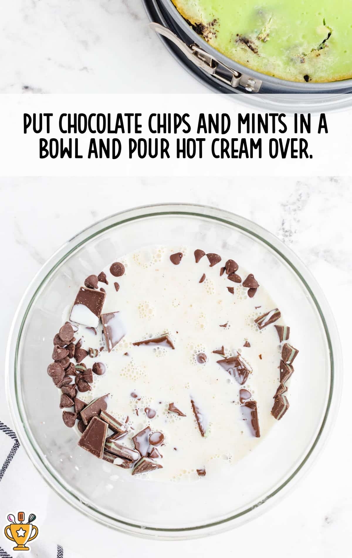 chocolate chips and mints in a bowl